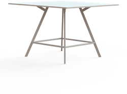 Vergadertafel Huislijn Bridge, vierkant met afgeronde hoeken, vaste hoogte 110cm, in diverse maten en uitvoeringen