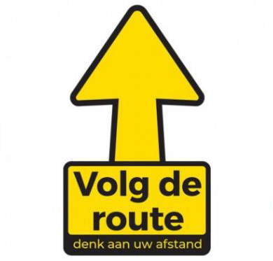 Waarschuwingssticker 'Volg de route' 30x30cm vinyl non-permanent