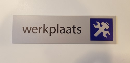 Deurplaatje zelfklevend 44x165mm - werkplaats