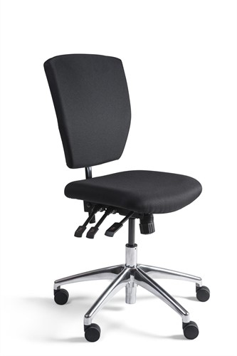 Werkstoel 2599 lage zitting stof, voetkruis aluminium