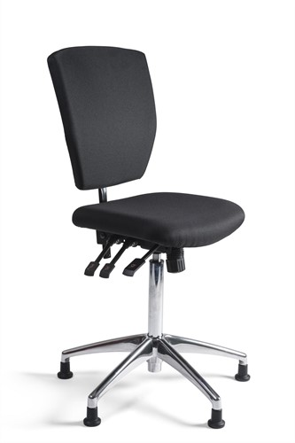 Werkstoel 279 hoge zitting stof, voetkruis aluminium