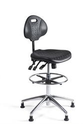 Werkstoel 344 hoge zitting PU, voetkruis aluminium